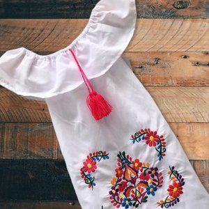 Handmade Girls Embroidered Mexican Dress - Size 4  Handmade in Mexico